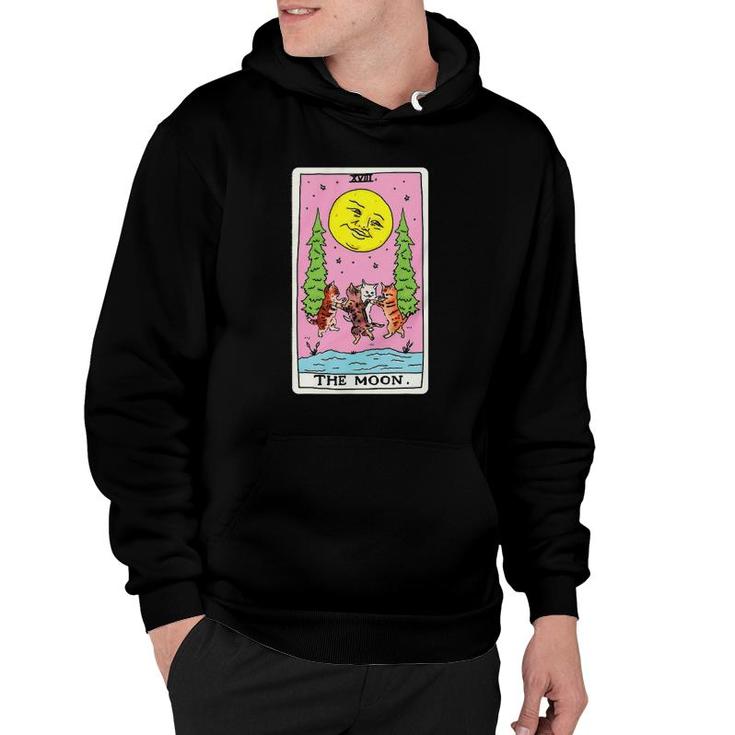 Tarot Card Crescent Moon And Cat Squad Graphic Hoodie