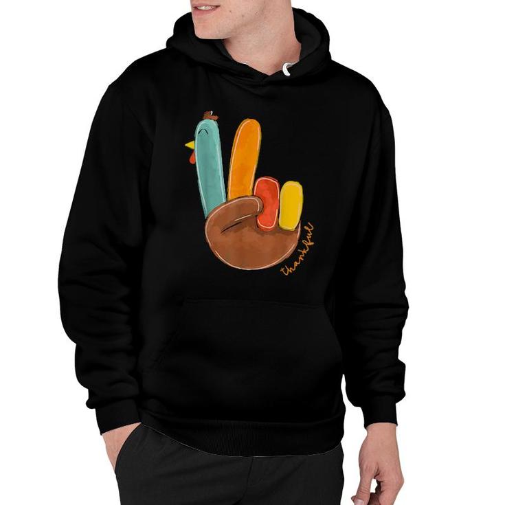 Thanksgiving Thankful Turkey Peace Hand Sign, Thanksgiving  Hoodie
