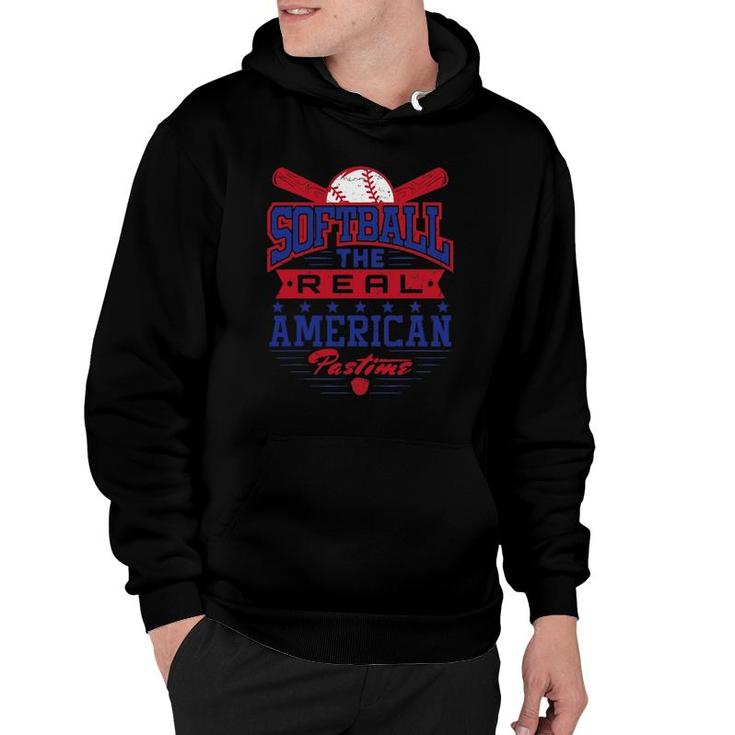 The Real American Pastime Patriotic Softball Player Hoodie