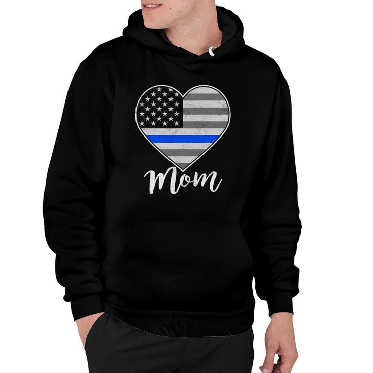 Thin Blue Line Us Flag Police Mom Love My Policeman Gift Hoodie