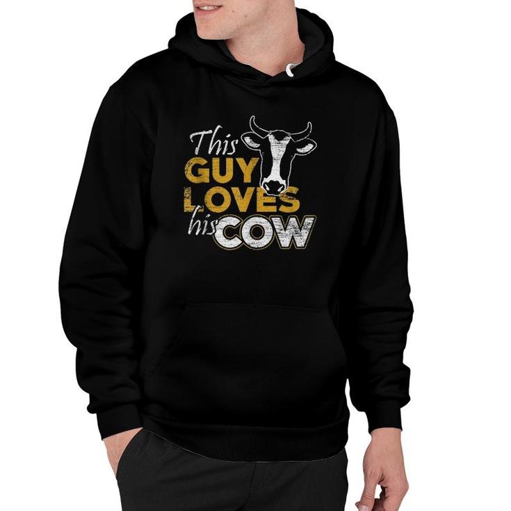 This Guy Loves His Cow - Men Farmer Vintage Cowboy  Hoodie