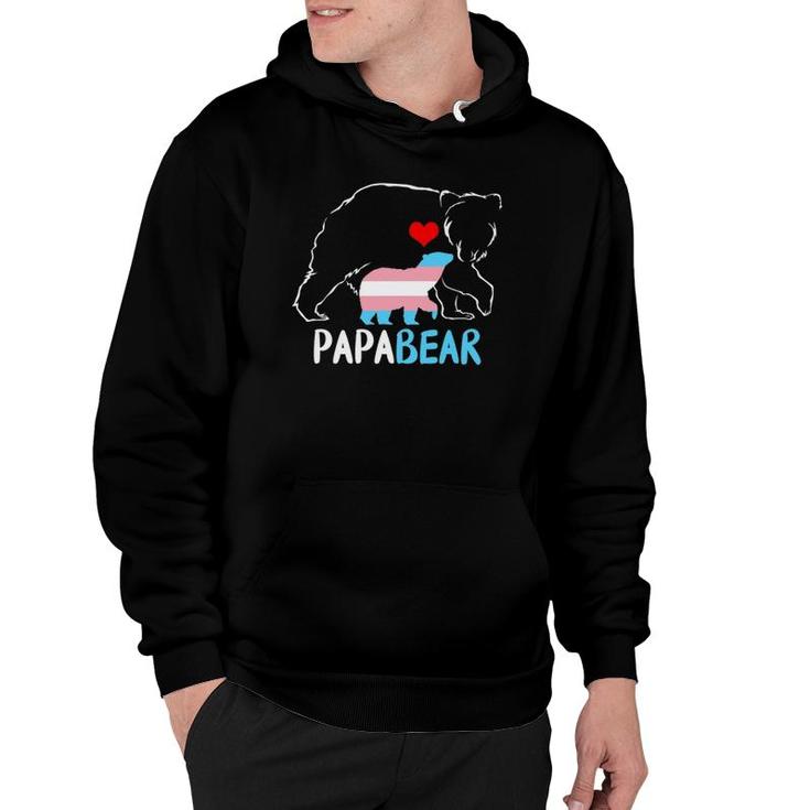 Trans Papa Bear Proud Dad Rainbow Transgender Father's Day Hoodie