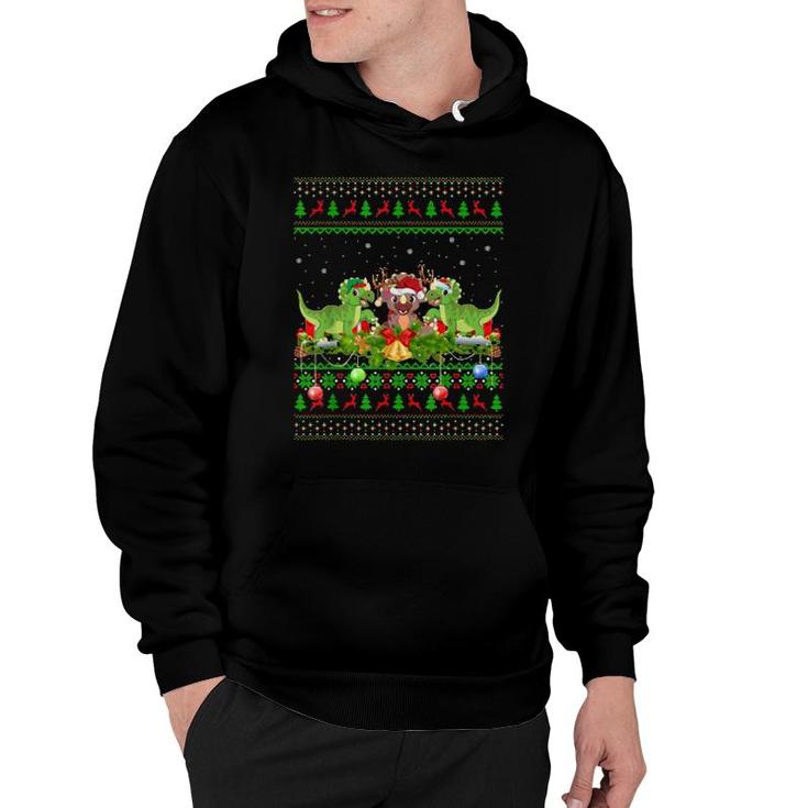 Triceratops Dinosaur Xmas Santa Ugly Triceratops Christmas Hoodie