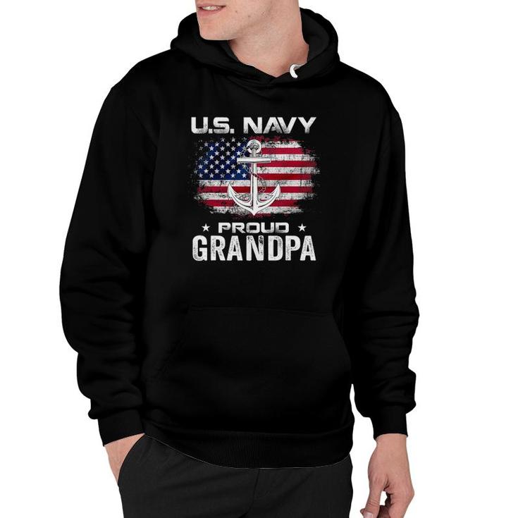 US Navy Proud Grandpa With American Flag Gift Veteran Hoodie
