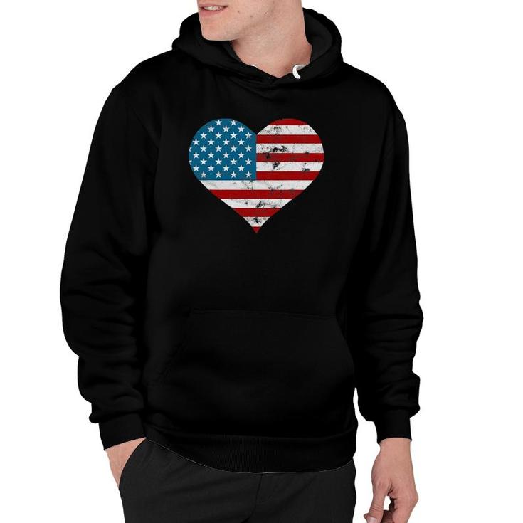 Usa Flag Heart Distressed Patriotic 4Th Of July Gift Hoodie
