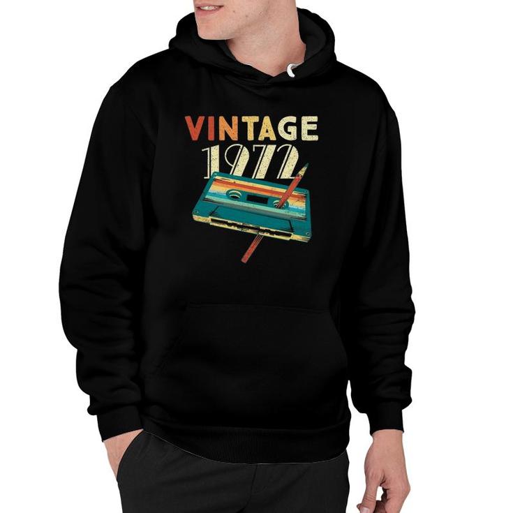 Vintage 1972 Music Cassette 50Th Birthday Gifts 50 Years Old Hoodie