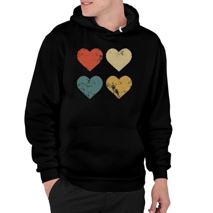Vintage Hearts Cool Retro Valentines Day Gift For Women Men Hoodie