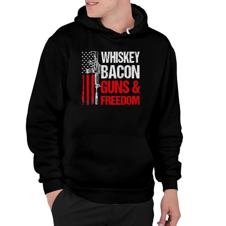 Whiskey Bacon Guns Freedom On Back Us Flag Dad Grandpa Hoodie