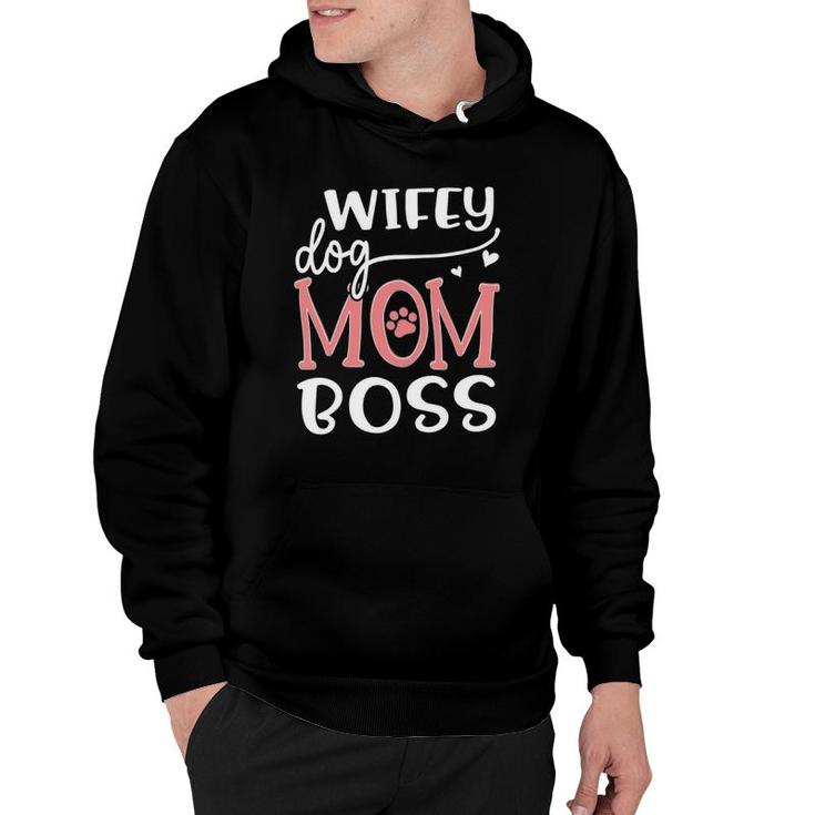 Wifey Dog Mom Boss Paw Print Mother's Day Hearts Hoodie