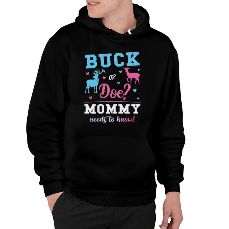 Womens Buck Or Doe Mommy Gender Reveal Pink Or Blue Hoodie
