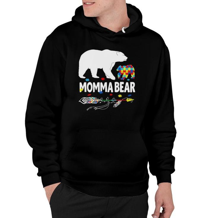 Womens Cute Momma Bear Autism Awareness Mother Autistic Family Hoodie