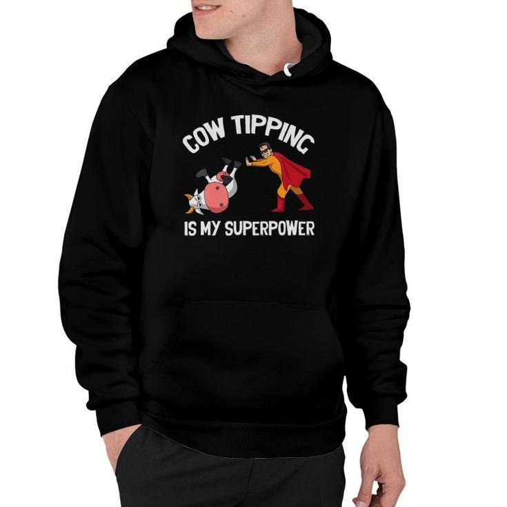Womens Funny Cow Tipping Redneck Super Hero Humor Country Farm Boy Hoodie
