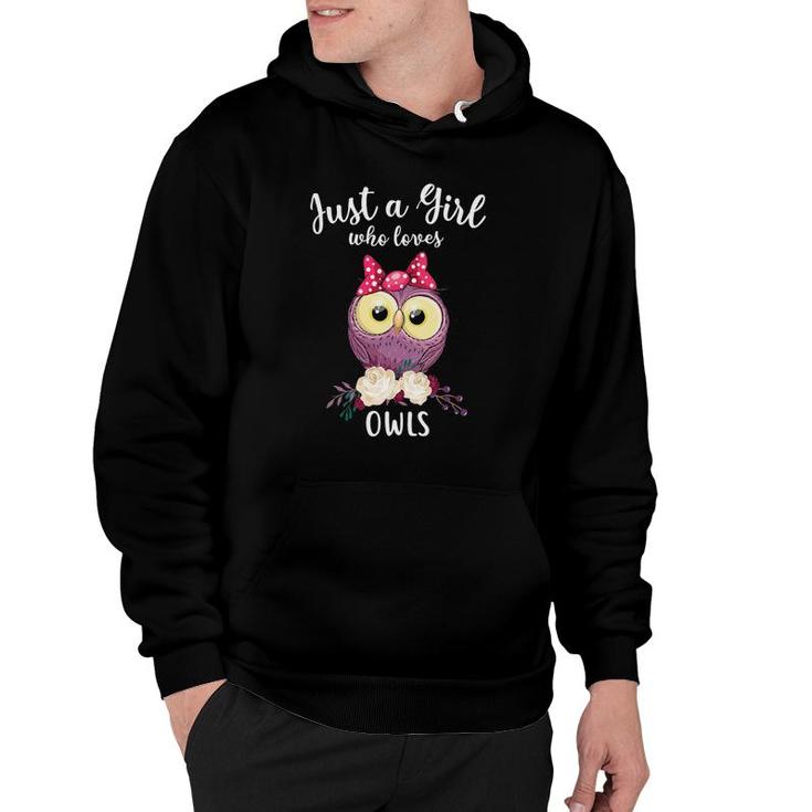 Womens Just A Girl Who Loves Owlscute Owl Lover Gifts V-Neck Hoodie