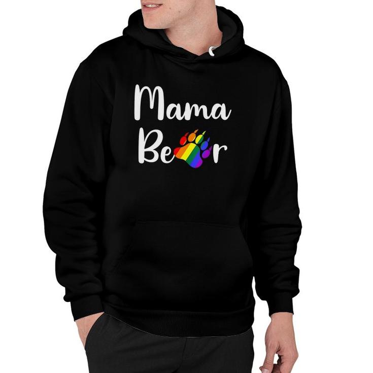 Womens Lgbt Mama Bear Paw Gay Pride Equal Rights Rainbow Gift V-Neck Hoodie