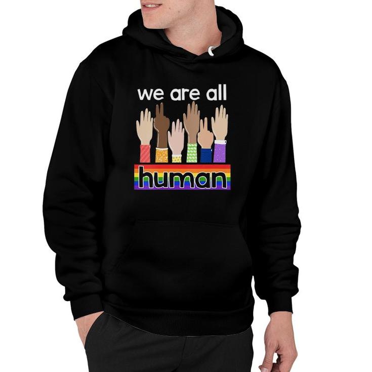 Womens Lgbtq We Are All Human V-Neck Hoodie