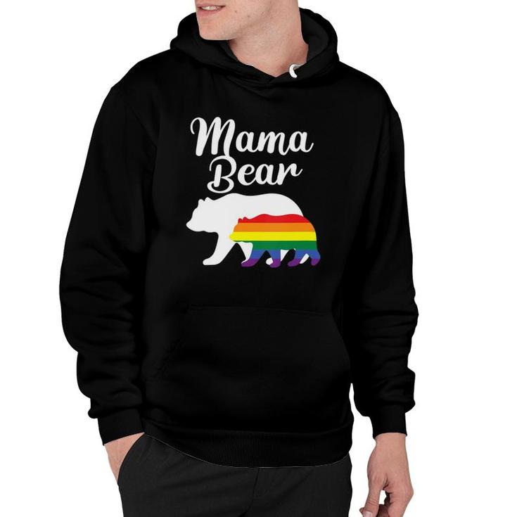 Womens Mama Bear Lgbtq Rainbow Bear Family Support Gift Hoodie