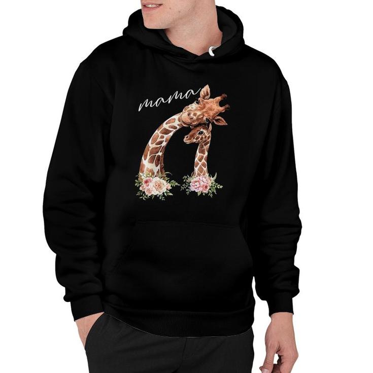 Womens Mama Giraffe  New Mom Mommy Gift For Mother's Day Hoodie