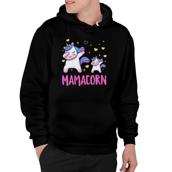 Womens Mamacorn Mom And Baby Funny Dabbing Unicorn Mommy Mother V-Neck Hoodie