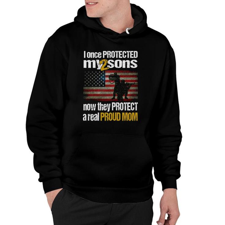 Womens Military Honor Two Soldier Sons Proud Mom Hoodie