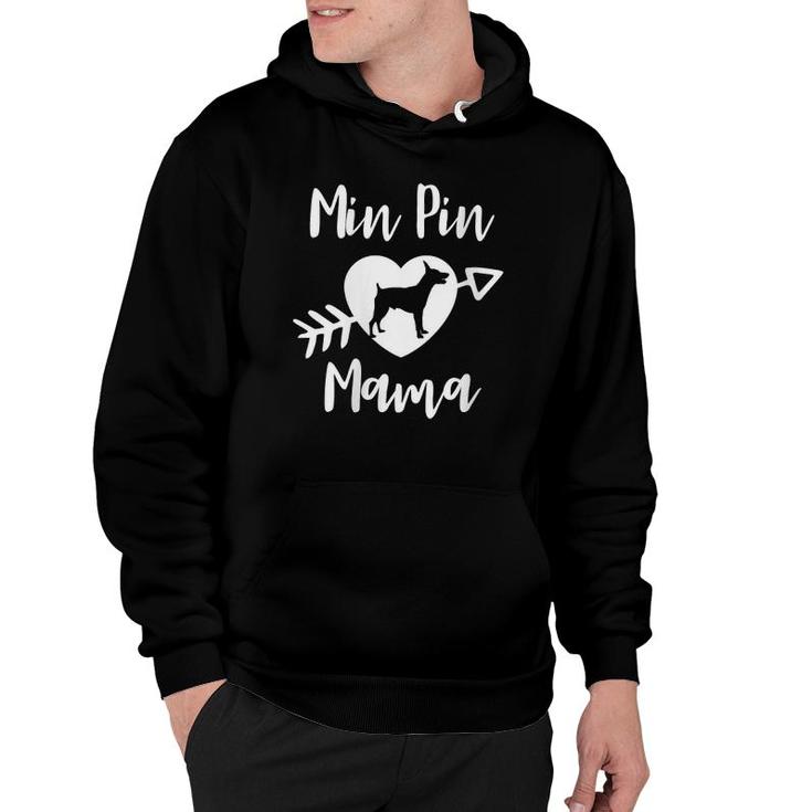Womens Min Pin Mama Miniature Pinscher Dog Breed Lover Fur Baby Mom V-Neck Hoodie