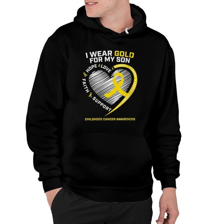 Womens Mom Dad I Wear Gold For My Son Childhood Cancer Awareness Hoodie