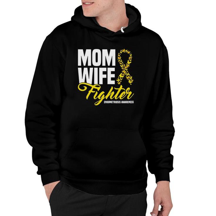Womens Mom Wife Fighter Yellow Ribbon Endometriosis Awareness Hoodie
