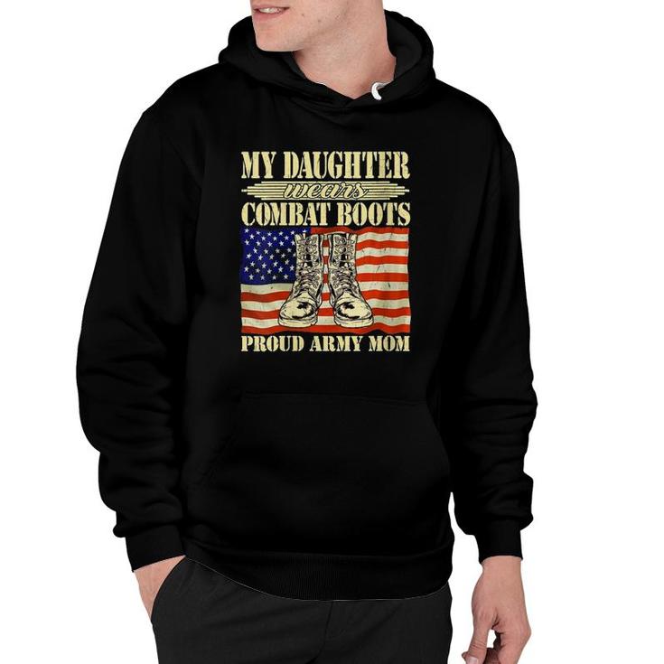 Womens My Daughter Wears Combat Boots - Proud Army Mom Mother Gift V-Neck Hoodie