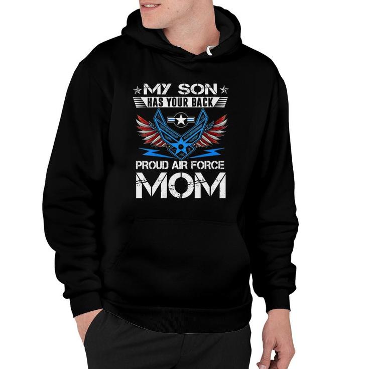 Womens My Son Has Your Back Proud Air Force Mom Tees Usaf V-Neck Hoodie