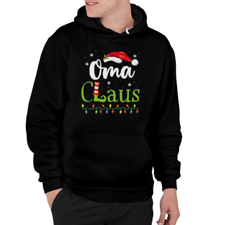Womens Oma Claus Funny Grandma Santa Pajamas Christmas Gift Idea V-Neck Hoodie
