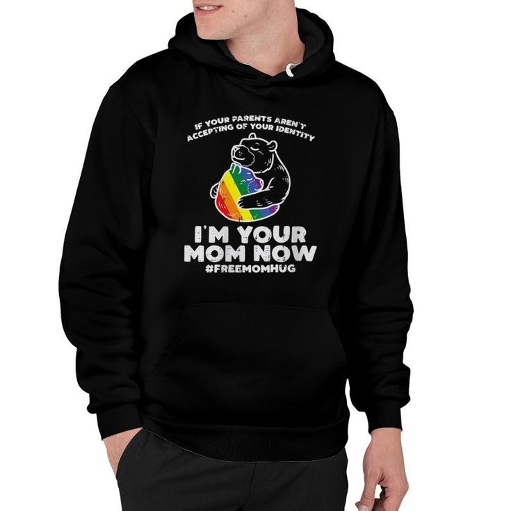 Womens Parents Accepting I'm Your Mom Now Bear Hug Lgbtq Gay Pride V Neck Hoodie