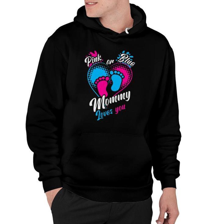 Womens Pink Or Blue Mommy Loves You Gender Reveal Party Pregnancy Hoodie