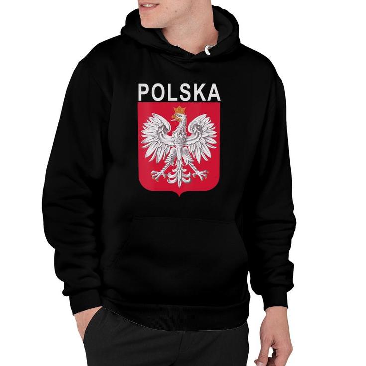 Womens Polska Eagle Emblem Polish Language V-Neck Hoodie