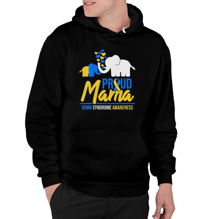 Womens Proud Mama Mom Down Syndrome Awareness Day Cute Elephant T21 V-Neck Hoodie