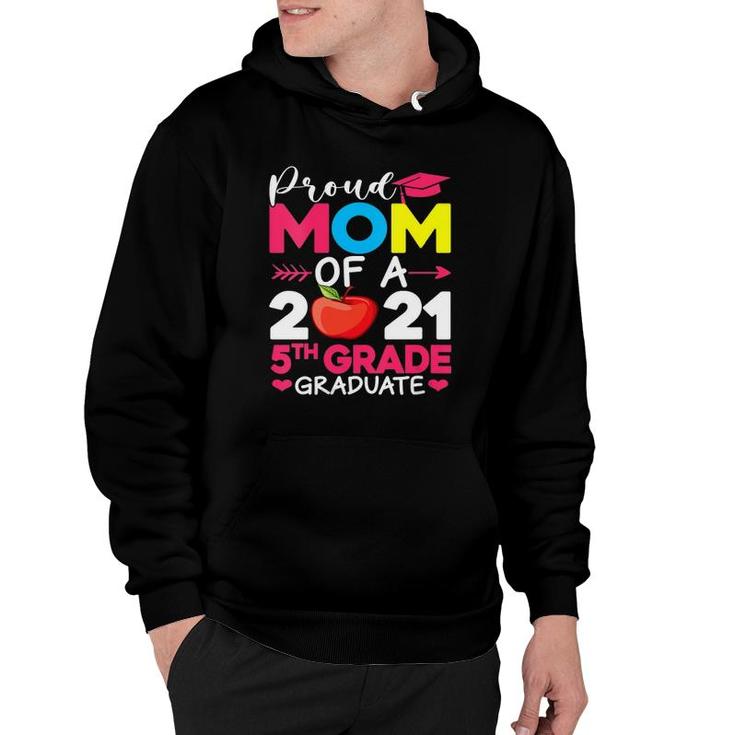 Womens Proud Mom Of 2021 5Th Grade Graduate Mother's Day Graduation V-Neck Hoodie
