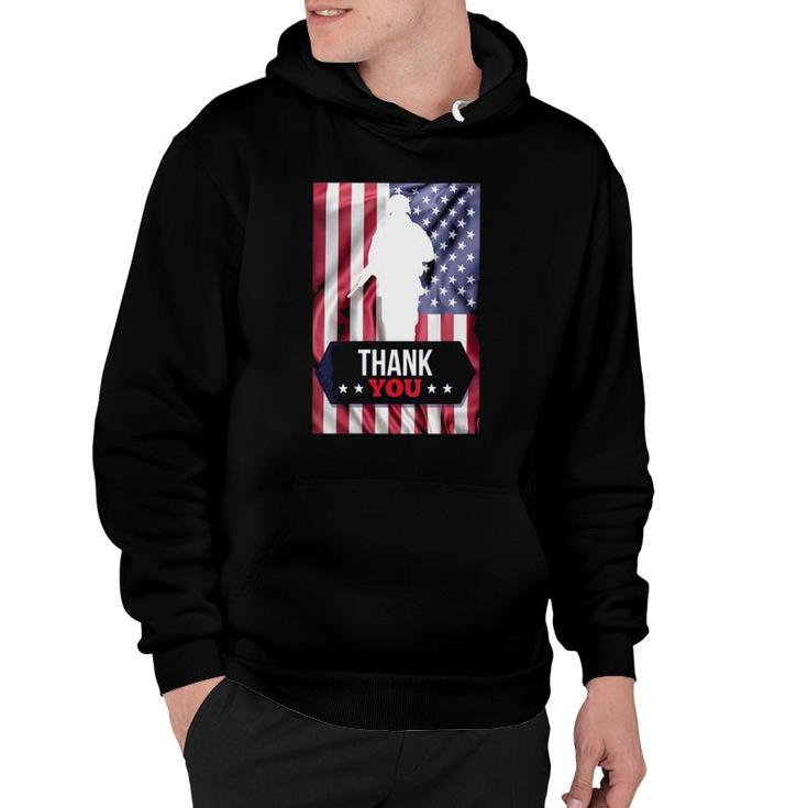 Womens Soldier Thank You Flag Veterans, Memorial Day & 4Th Of July Hoodie