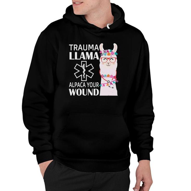 Womens Trauma Llama Alpaca Your Wound Ems Nurse Gift V Neck Hoodie
