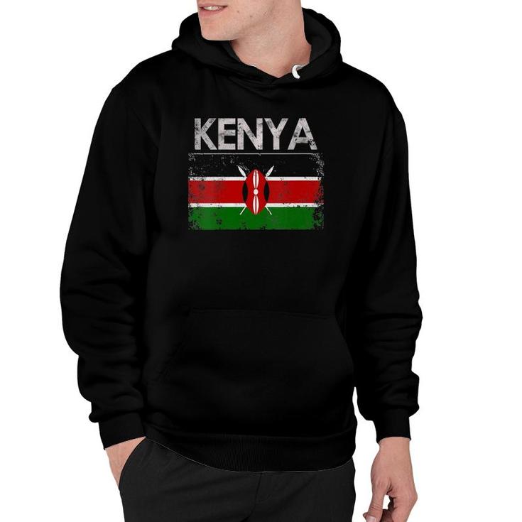 Womens Vintage Kenya Kenyan Flag Pride Gift V-Neck Hoodie