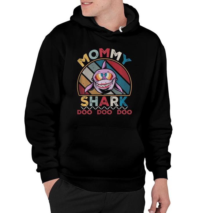 Womens Vintage Mommy Sharkgift For Womens Mama Mother Hoodie