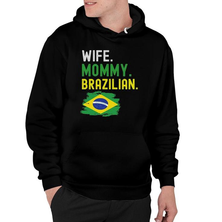 Womens Wife Mommy Brazilian Brazil Flag Mom Mother's Day Hoodie