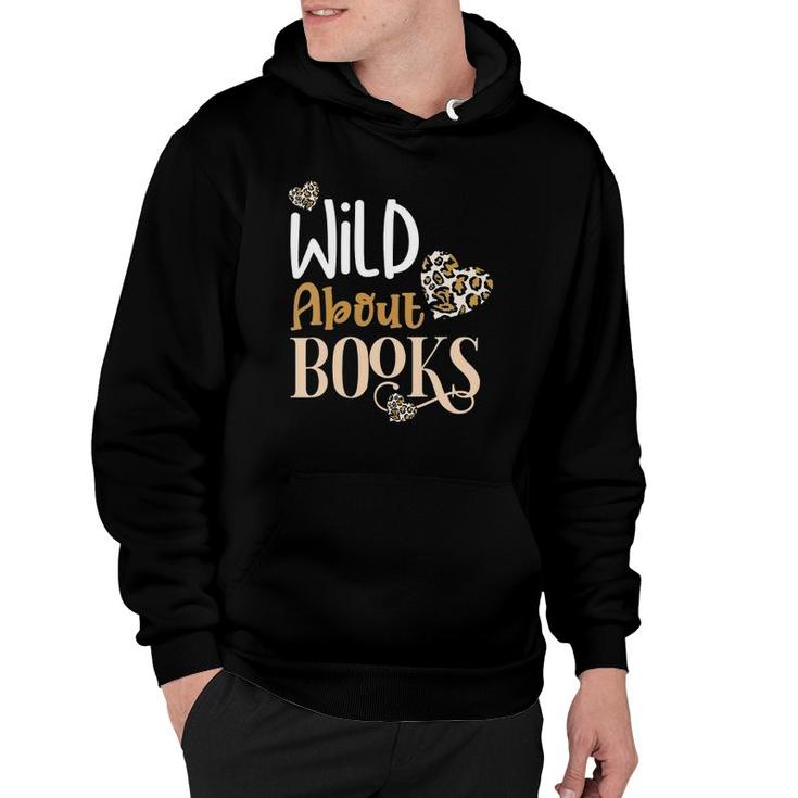 Womens Wild About Books Leopard I Love Reading Book Lover Gift V-Neck Hoodie