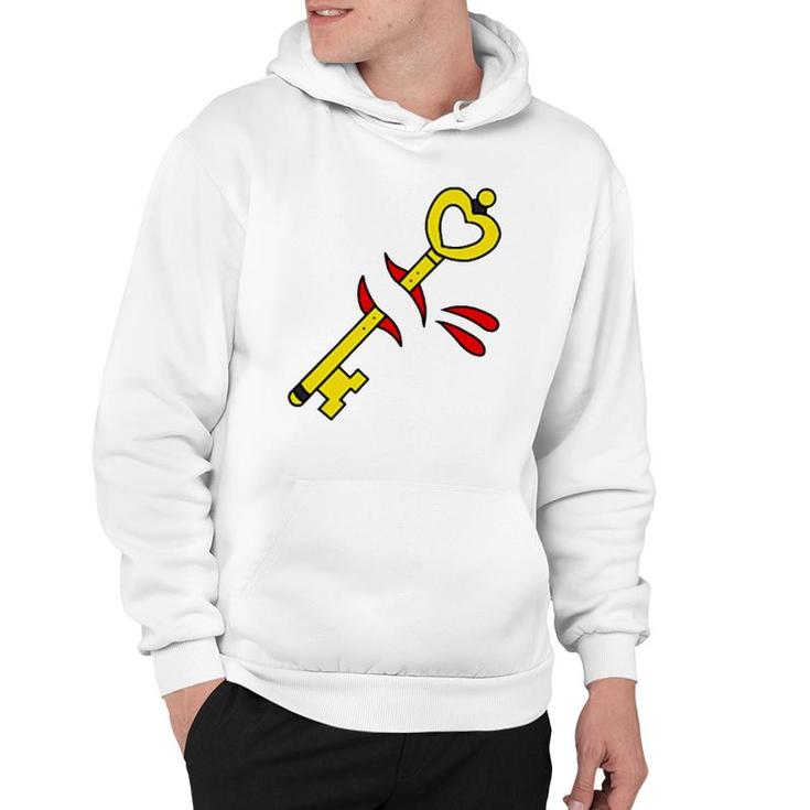 American Traditional Tattoo Style Key Over Heart Hoodie
