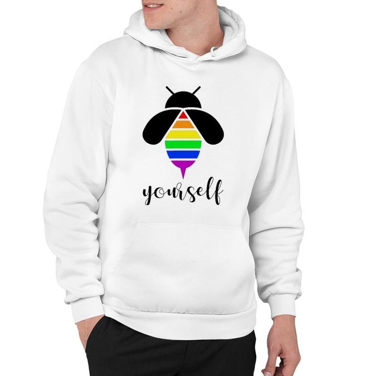 Be Yourself  Gay Pride Lgbtq Funny Rainbow Bee Hoodie