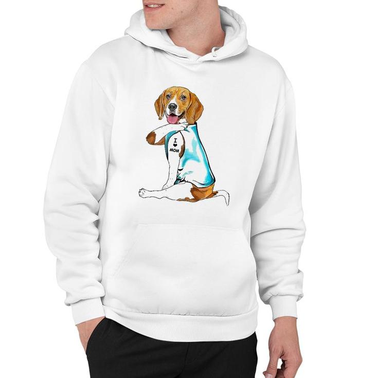 Beagle Tattoos I Love Mom Sitting Gift Mother's Day Hoodie