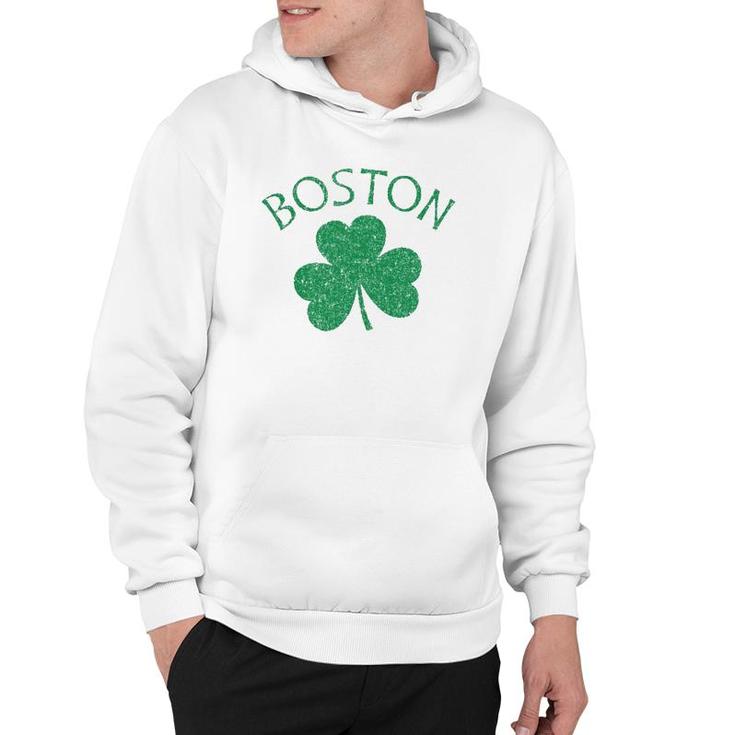 Boston Irish Shamrock Distressed Green Print  Hoodie