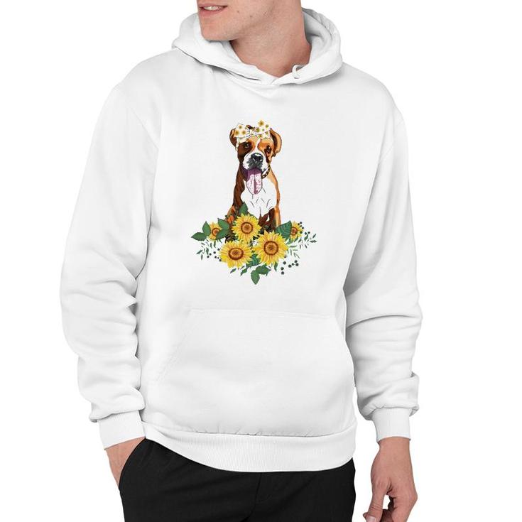 Boxer Dog Sunflower Funny Boxer Lover Gifts Dog Mom Dad Hoodie