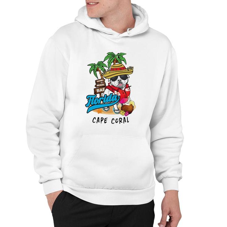 Cape Coral Florida Beach Party Bulldog Sunglasses Souvenir Hoodie