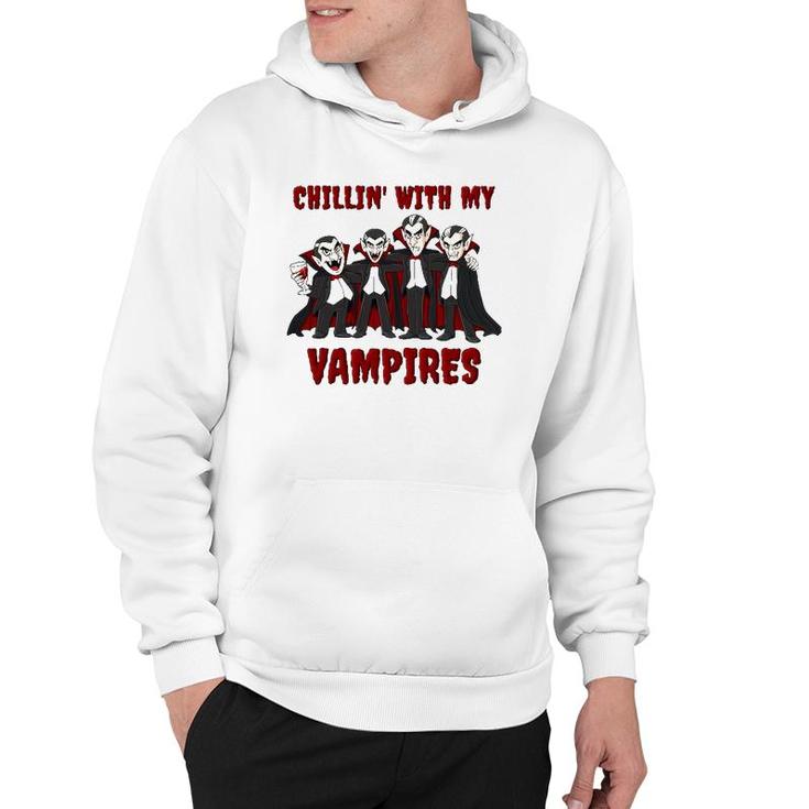 Chillin' With My Vampires Halloween Boys Girls Kids Funny Hoodie