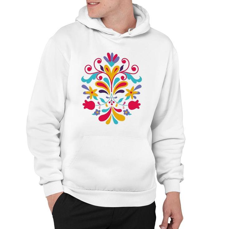 Colorful Floral Mexican Otomi Flowers Floral Otomi Gift Hoodie