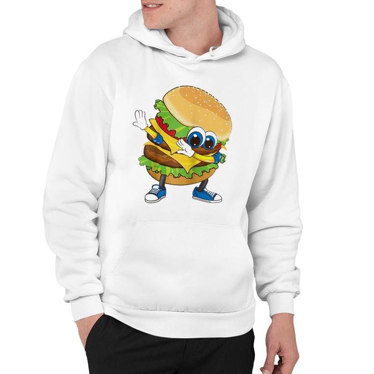 Cool Dabbing Burger Funny Street Dancer Hamburger Lover Gift Raglan Baseball Tee Hoodie