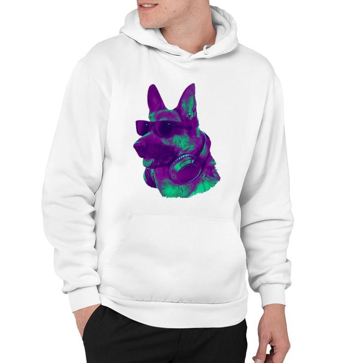 Cool German Shepherd Dj With Headphones & Sunglasses Art Hoodie